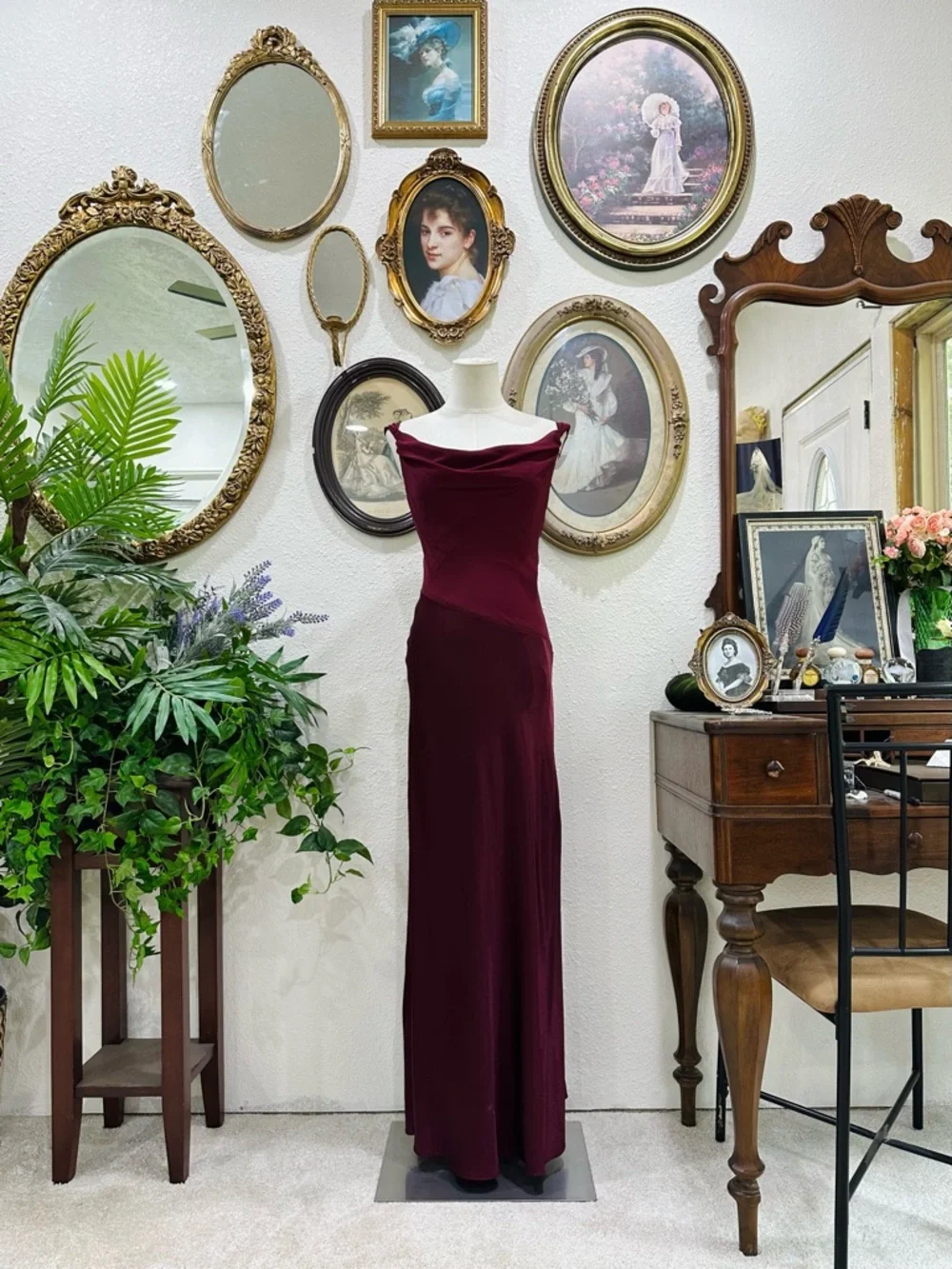 Windsor Off-Shoulder Burgundy Maxi Dress - Picture 2 of 13